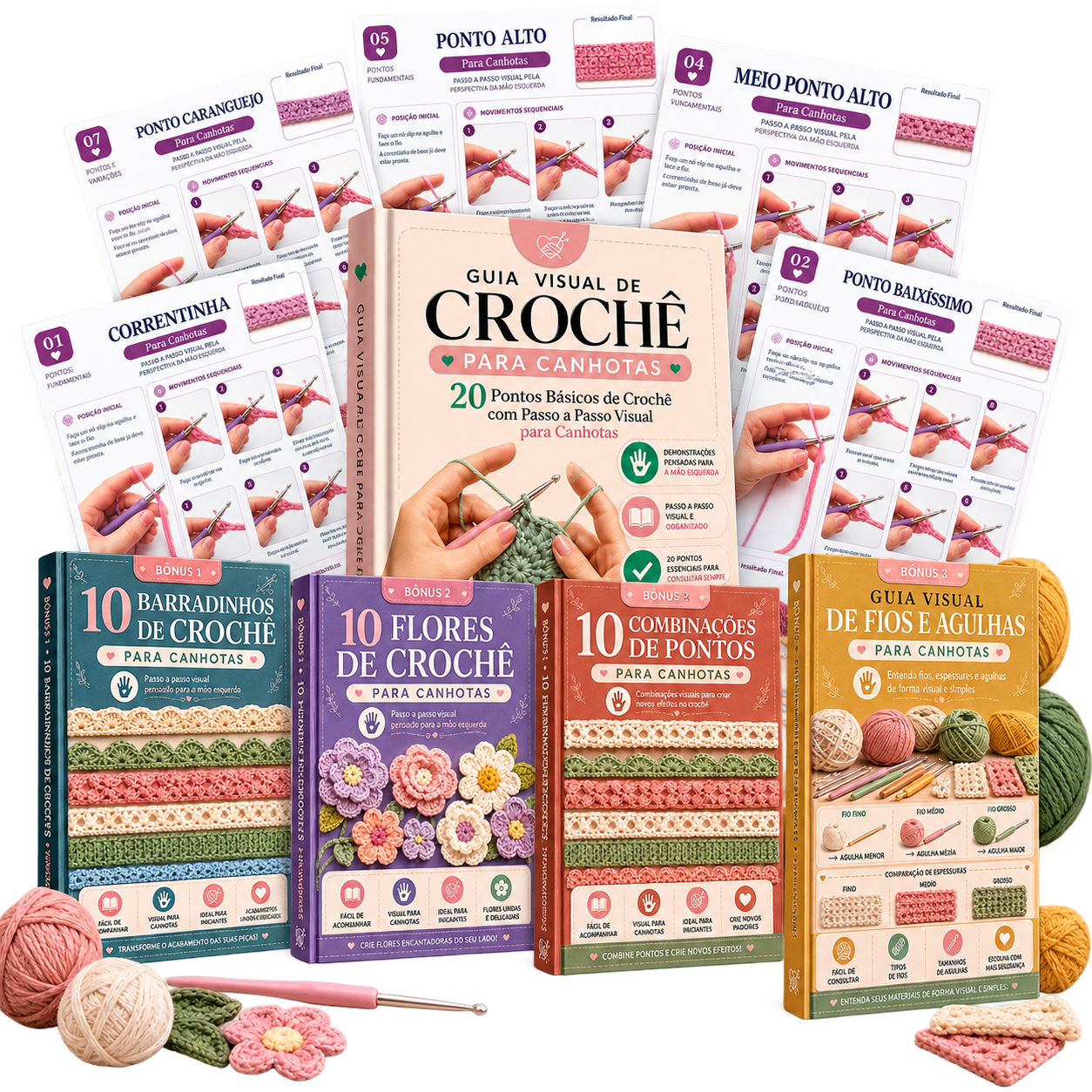 Guia Visual de Crochê para Canhotas